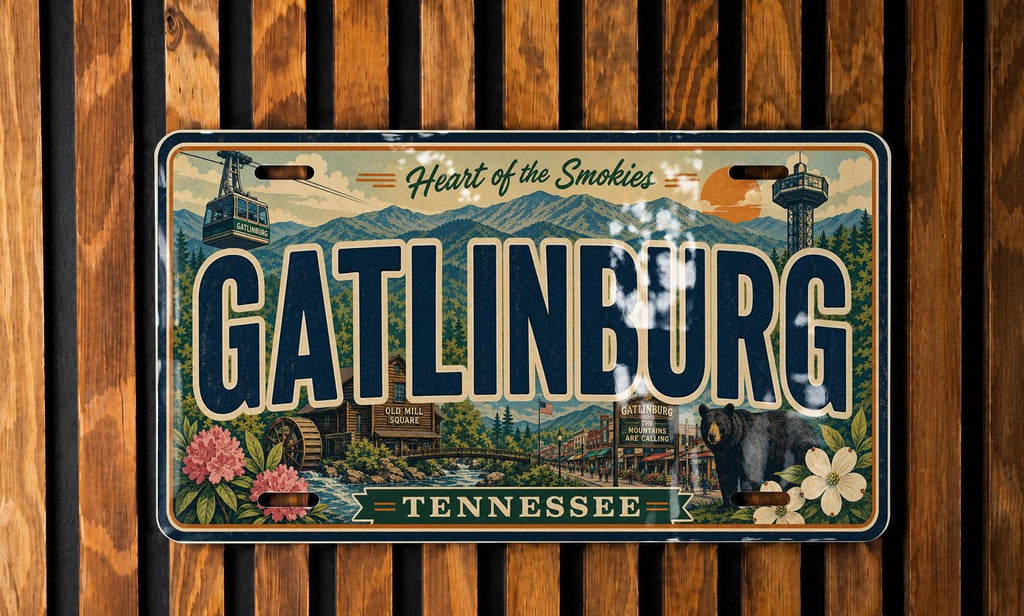 Gatlinburg Tennessee Metal License Plate Sign Travel Poster Souvenir Smoky Mountains Vacation Decor — photo 4