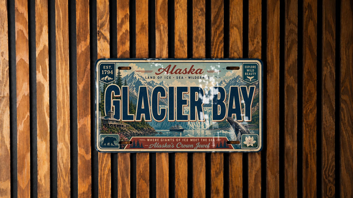 Glacier Bay Alaska Metal License Plate Sign Travel Poster Souvenir Decor Glacier Bay National Park Scenic Landscape Gift — photo 2