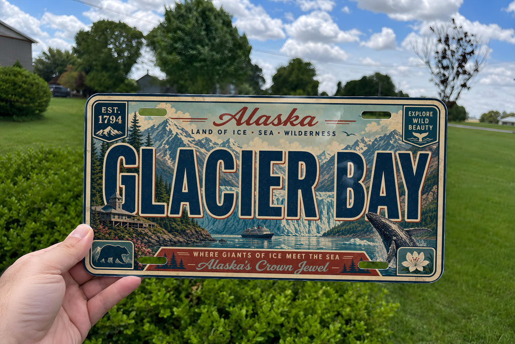 Glacier Bay Alaska Metal License Plate Sign Travel Poster Souvenir Decor Glacier Bay National Park Scenic Landscape Gift — photo 4