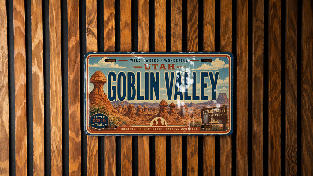 Goblin Valley Utah Metal License Plate Sign Travel Poster Souvenir Decor Desert Rock Hoodoos Scenic Landmark Gift — photo 1
