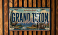 Grand Teton National Park Metal License Plate Sign, Wyoming Mountain Travel Poster License Plate Decor, Rustic Cabin Wall Art — photo 1