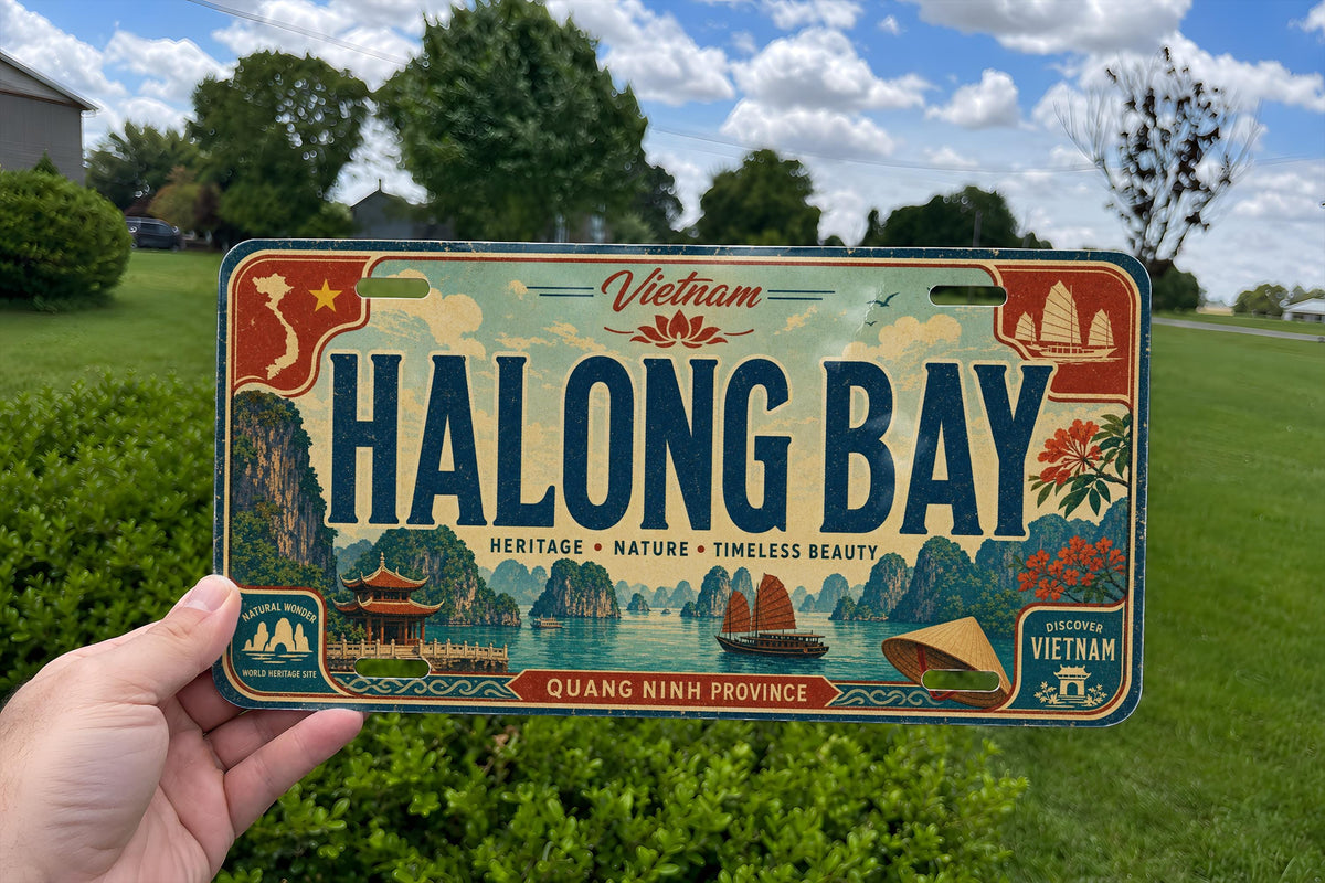 Ha Long Bay Vietnam Metal License Plate Sign Travel Poster Style Scenic Bay Limestone Karst Islands Souvenir Decor — photo 2