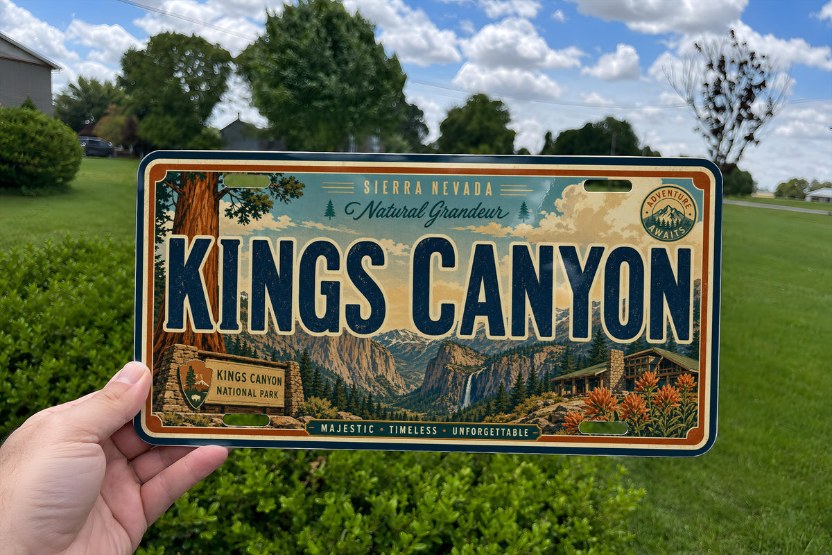 Kings Canyon National Park Metal License Plate Sign Travel Poster Souvenir Decor, California Scenic Mountain Canyon Landmark Gift — photo 1