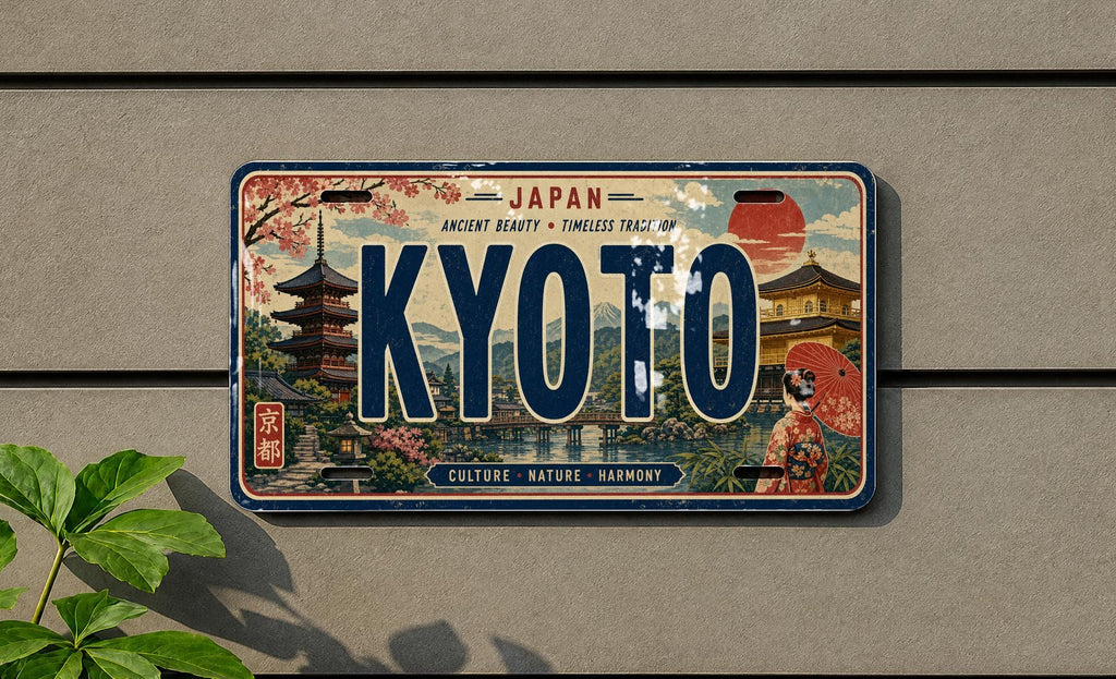 Kyoto Japan Metal License Plate Sign, Kyoto Travel Poster License Plate, Japanese City Souvenir Decor, Kyoto Street Sign Gift — photo 2
