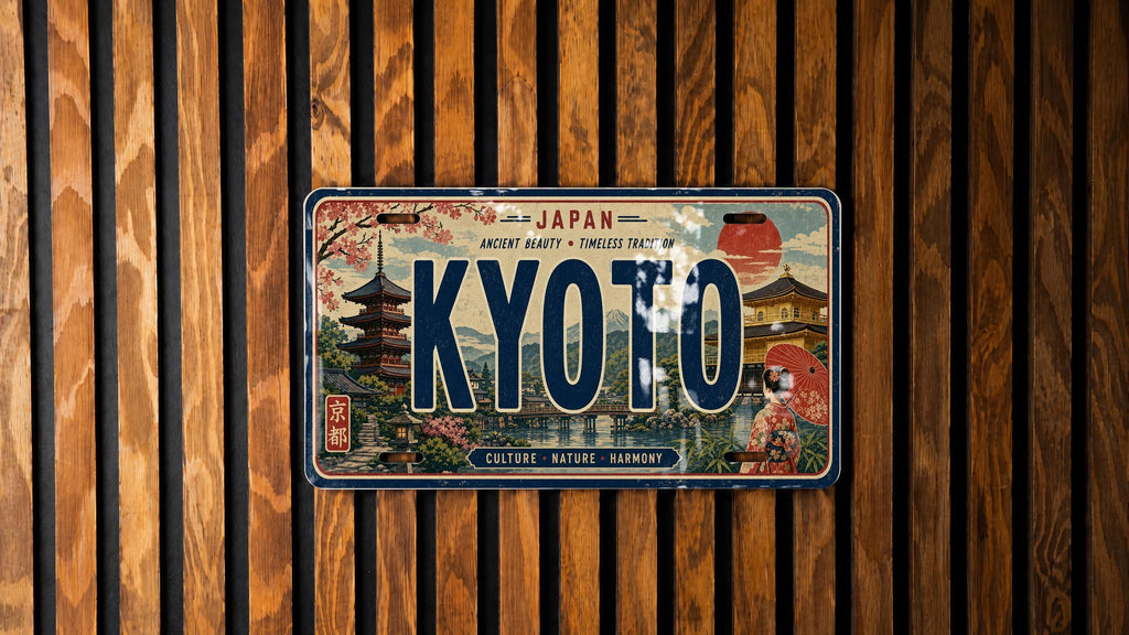 Kyoto Japan Metal License Plate Sign, Kyoto Travel Poster License Plate, Japanese City Souvenir Decor, Kyoto Street Sign Gift — photo 4