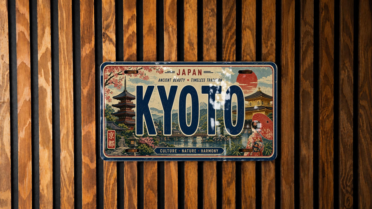 Kyoto Japan Metal License Plate Sign, Kyoto Travel Poster License Plate, Japanese City Souvenir Decor, Kyoto Street Sign Gift — photo 4