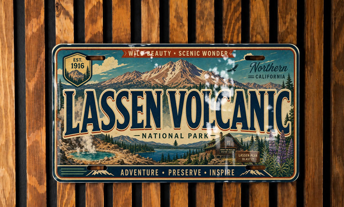 Lassen Volcanic National Park Metal License Plate Sign Travel Poster Souvenir Car Tag Wall Decor Gift — photo 1