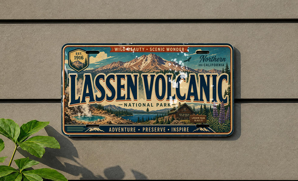 Lassen Volcanic National Park Metal License Plate Sign Travel Poster Souvenir Car Tag Wall Decor Gift — photo 2