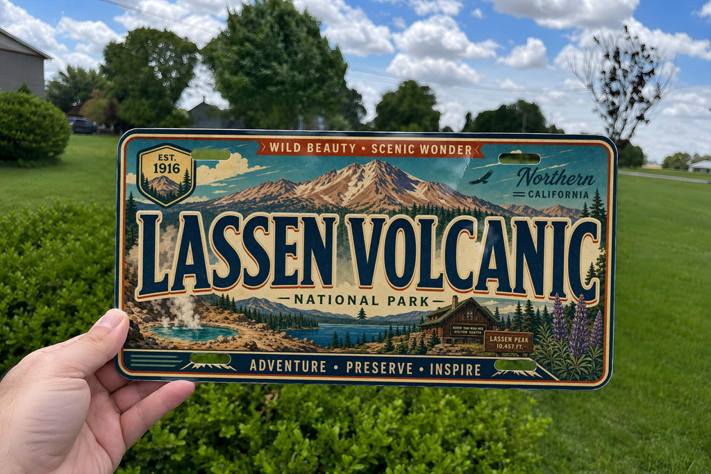 Lassen Volcanic National Park Metal License Plate Sign Travel Poster Souvenir Car Tag Wall Decor Gift — photo 3