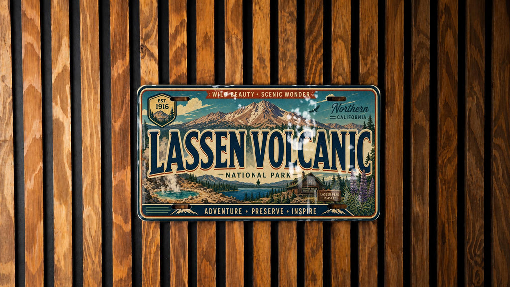 Lassen Volcanic National Park Metal License Plate Sign Travel Poster Souvenir Car Tag Wall Decor Gift — photo 4