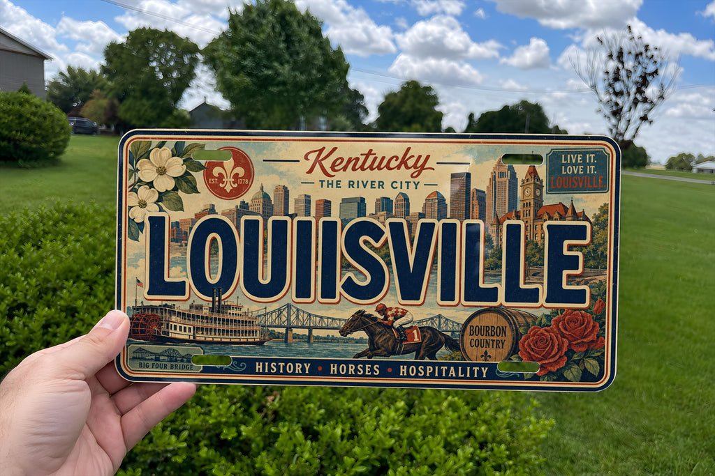 Louisville Kentucky Metal License Plate Sign, Louisville Travel Poster Style Souvenir Car Tag Wall Decor — photo 4