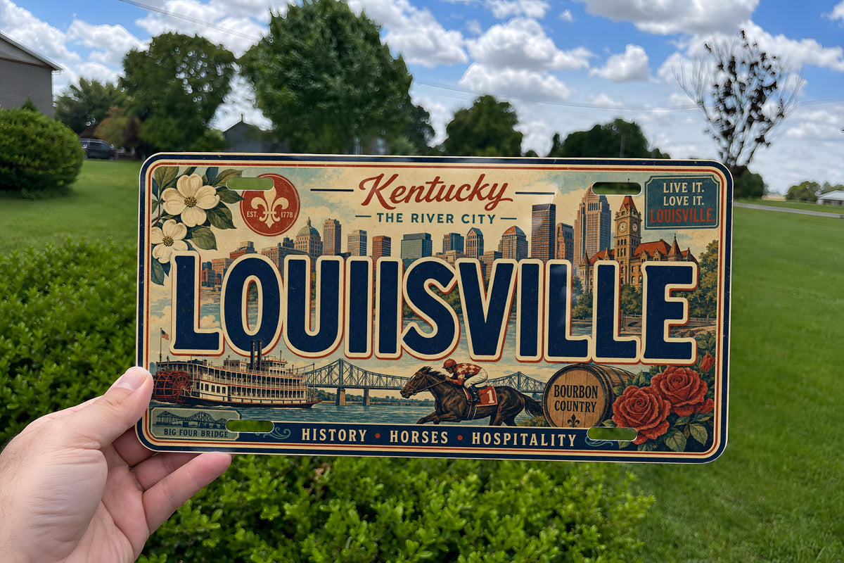 Louisville Kentucky Metal License Plate Sign, Louisville Travel Poster Style Souvenir Car Tag Wall Decor — photo 4