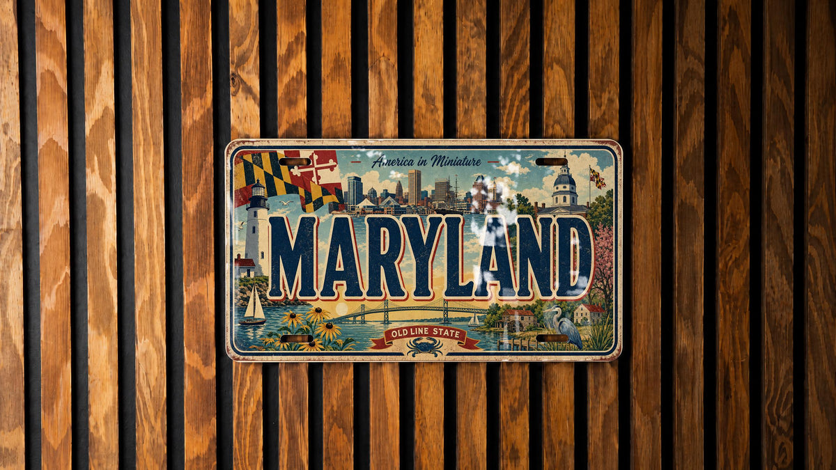 Maryland License Plate Metal Sign, Travel Poster Style Wall Decor, Maryland Souvenir Gift, Home Bar Garage Man Cave Sign — photo 1