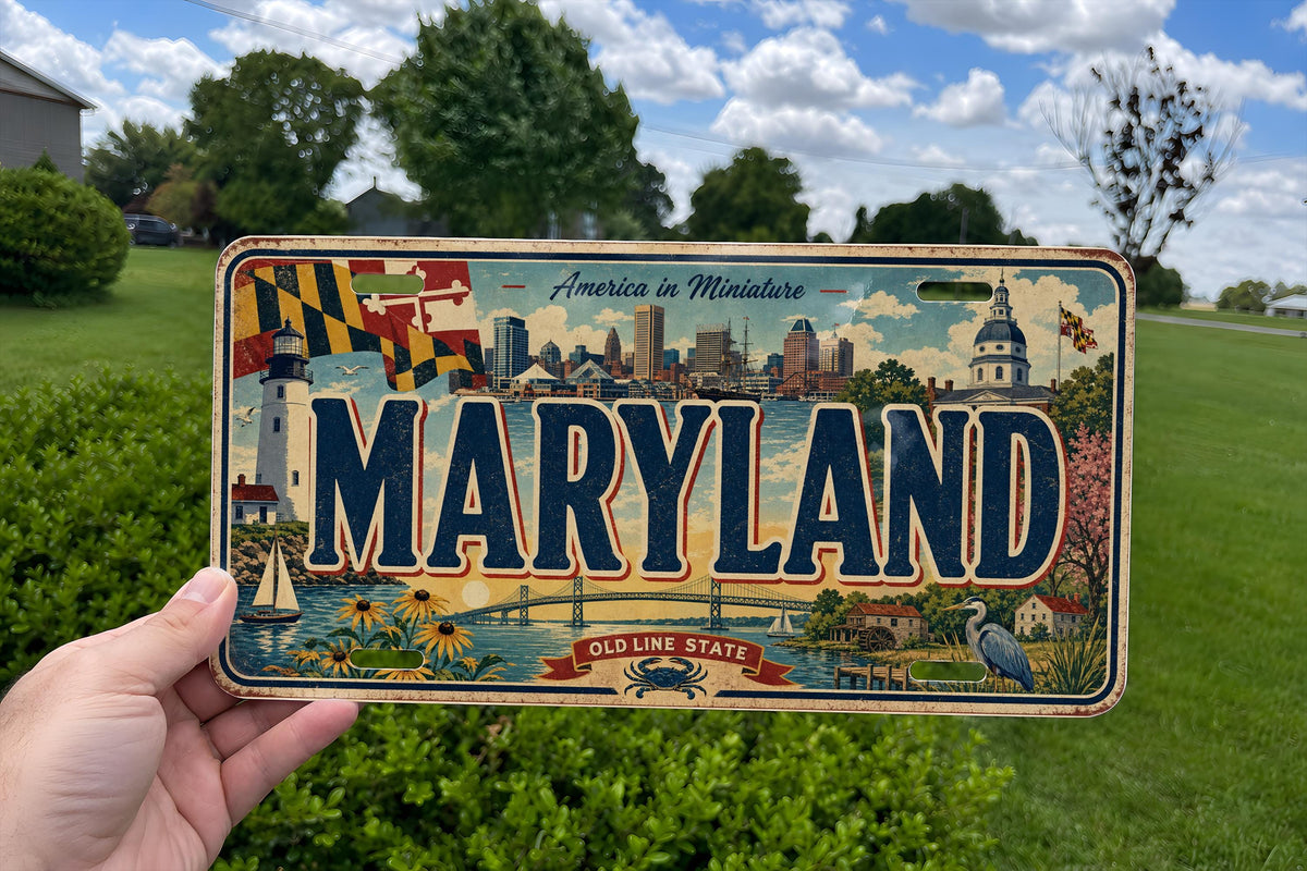 Maryland License Plate Metal Sign, Travel Poster Style Wall Decor, Maryland Souvenir Gift, Home Bar Garage Man Cave Sign — photo 4