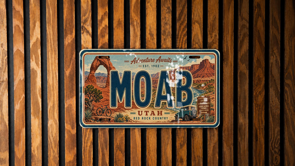 Moab Utah Metal License Plate Sign Travel Poster Style Desert Red Rock Canyon Souvenir Wall Decor — photo 2