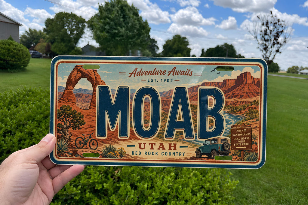 Moab Utah Metal License Plate Sign Travel Poster Style Desert Red Rock Canyon Souvenir Wall Decor — photo 3