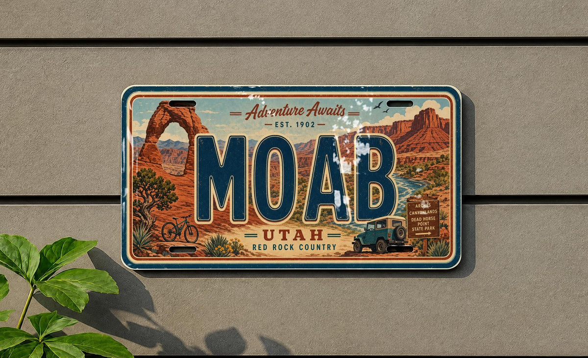 Moab Utah Metal License Plate Sign Travel Poster Style Desert Red Rock Canyon Souvenir Wall Decor — photo 4