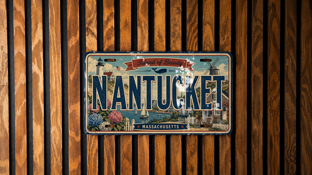 Nantucket Metal License Plate Sign, Nantucket Island Travel Poster Souvenir Decor, Massachusetts Coastal Beach Town Gift — photo 1