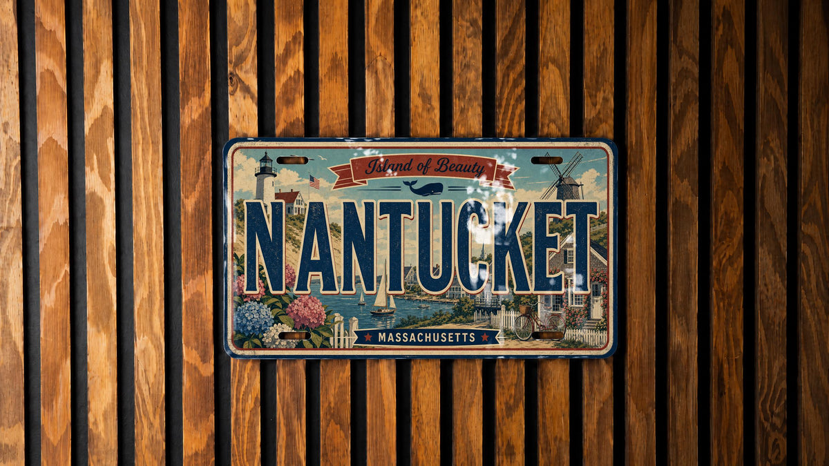 Nantucket Metal License Plate Sign, Nantucket Island Travel Poster Souvenir Decor, Massachusetts Coastal Beach Town Gift — photo 1