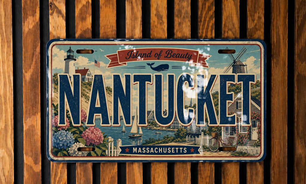 Nantucket Metal License Plate Sign, Nantucket Island Travel Poster Souvenir Decor, Massachusetts Coastal Beach Town Gift — photo 4