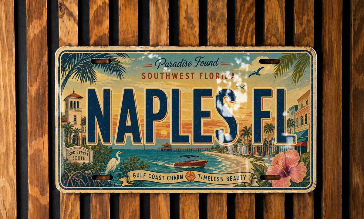 Naples FL Metal License Plate Sign, Florida Travel Poster Style License Plate Wall Decor, Naples Souvenir Gift — photo 4