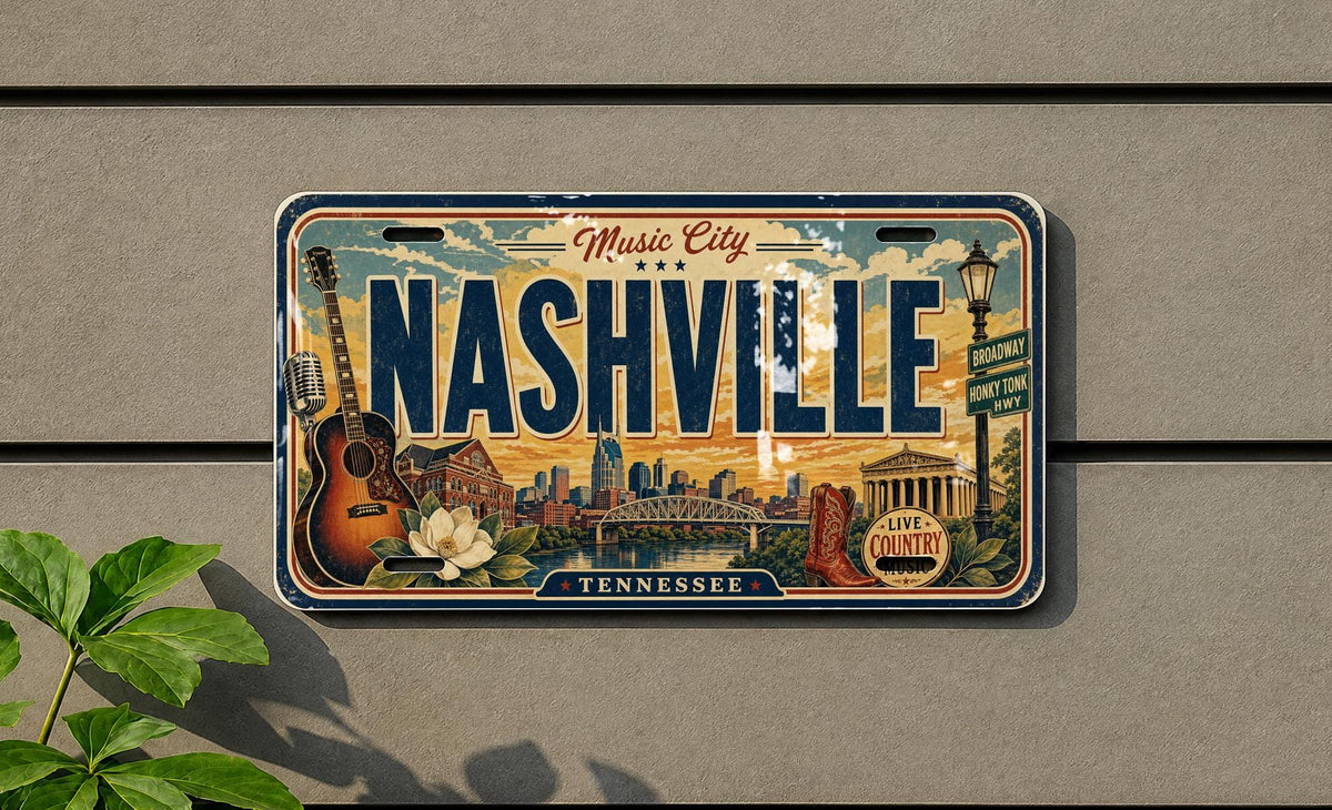 Nashville Tennessee License Plate Metal Sign, Music City Travel Poster Souvenir Wall Decor, Nashville TN Gift — photo 1