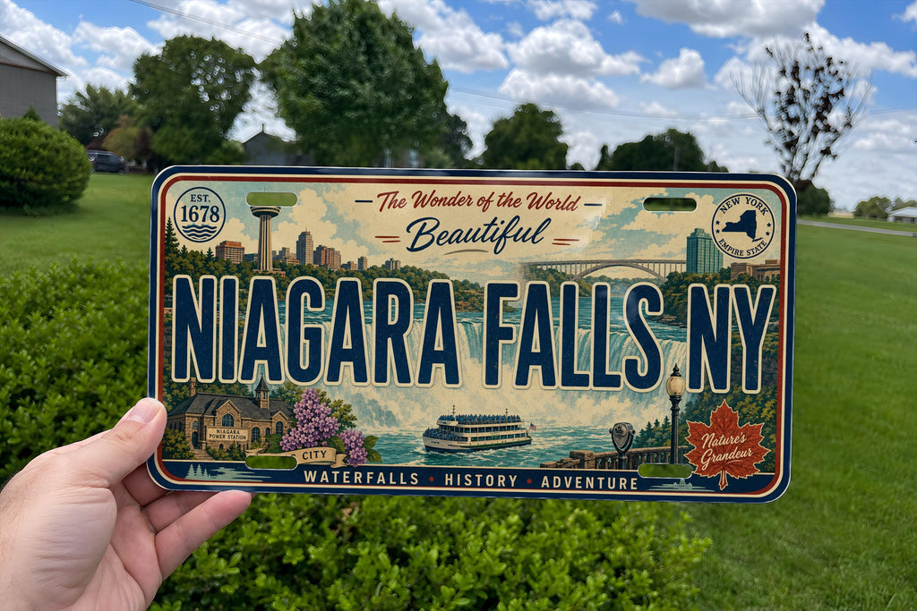 Niagara Falls NY Metal License Plate Sign, Travel Poster Style Souvenir Decor, New York Landmark Gift — photo 2