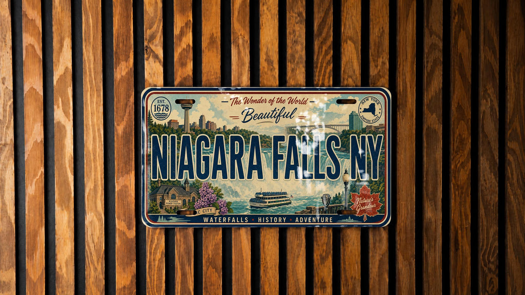Niagara Falls NY Metal License Plate Sign, Travel Poster Style Souvenir Decor, New York Landmark Gift — photo 4