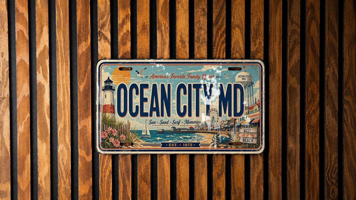 Ocean City MD Metal License Plate Sign Travel Poster Style Souvenir Wall Decor Beach Town Maryland Coastal Gift — photo 2