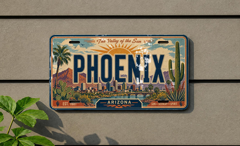 Phoenix Arizona Metal License Plate Sign, Phoenix Travel Poster License Plate Wall Decor Souvenir Gift — photo 1