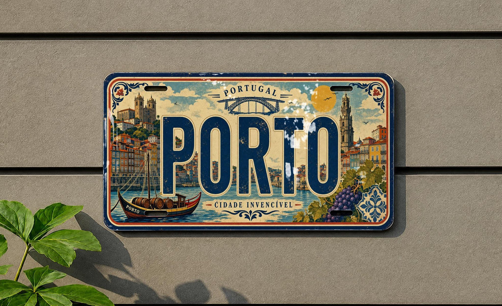 Porto Portugal Metal License Plate Sign, Porto Travel Poster Style License Plate Wall Decor, Souvenir Gift — photo 1