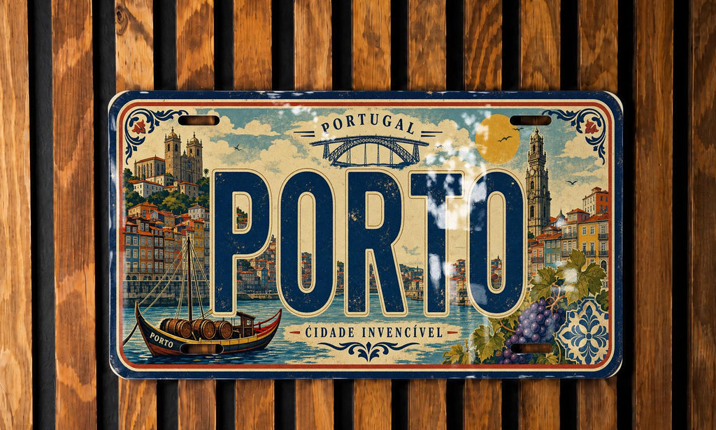 Porto Portugal Metal License Plate Sign, Porto Travel Poster Style License Plate Wall Decor, Souvenir Gift — photo 3