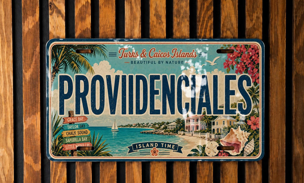 Providenciales Turks and Caicos Metal License Plate Sign Travel Poster Souvenir Wall Decor Beach Island Destination Gift — photo 1