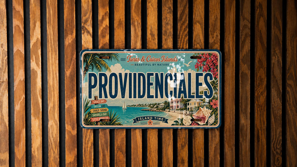 Providenciales Turks and Caicos Metal License Plate Sign Travel Poster Souvenir Wall Decor Beach Island Destination Gift — photo 3