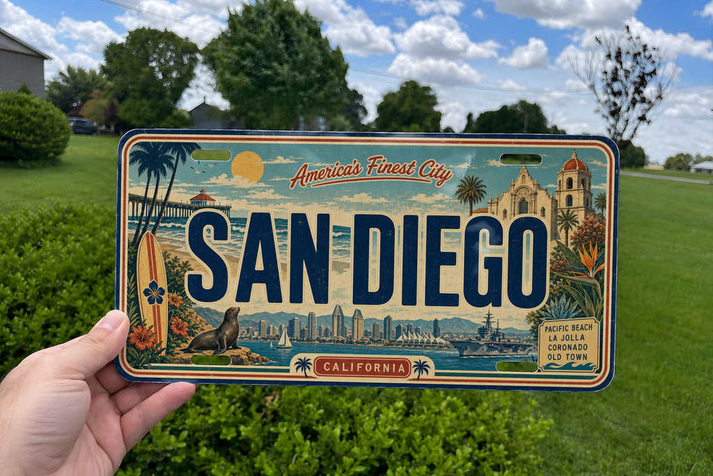 San Diego Metal License Plate Sign, California Travel Poster Souvenir, Coastal City Landmark Decor, Road Trip Wall Art — photo 2