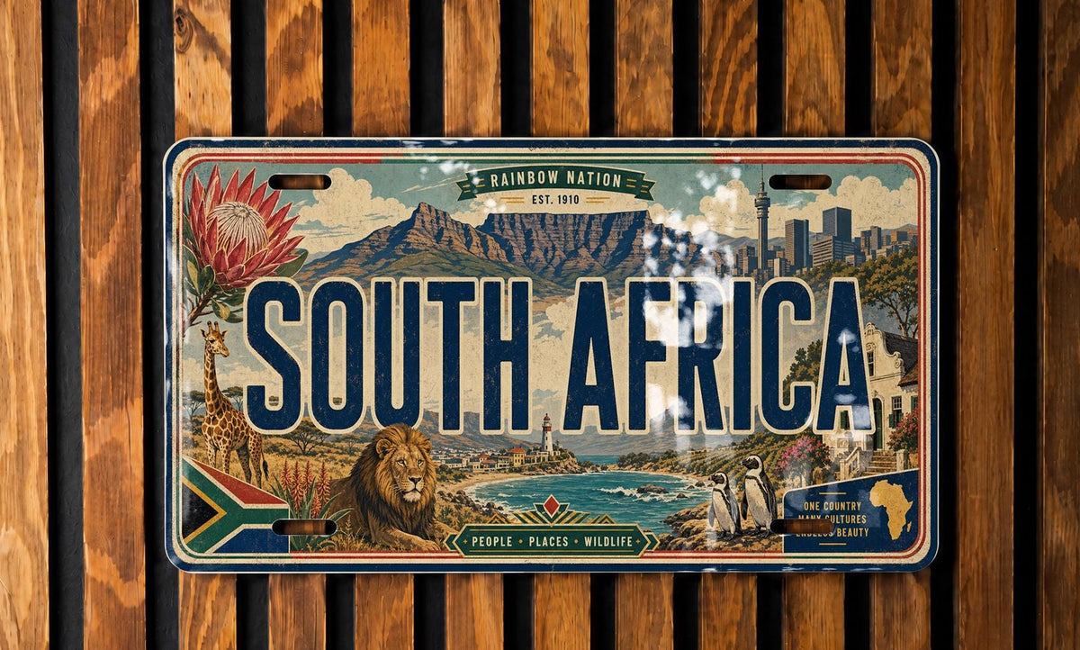 South Africa License Plate Metal Sign, Travel Poster Style Souvenir Decor, South African Car Tag Wall Art Gift — photo 2
