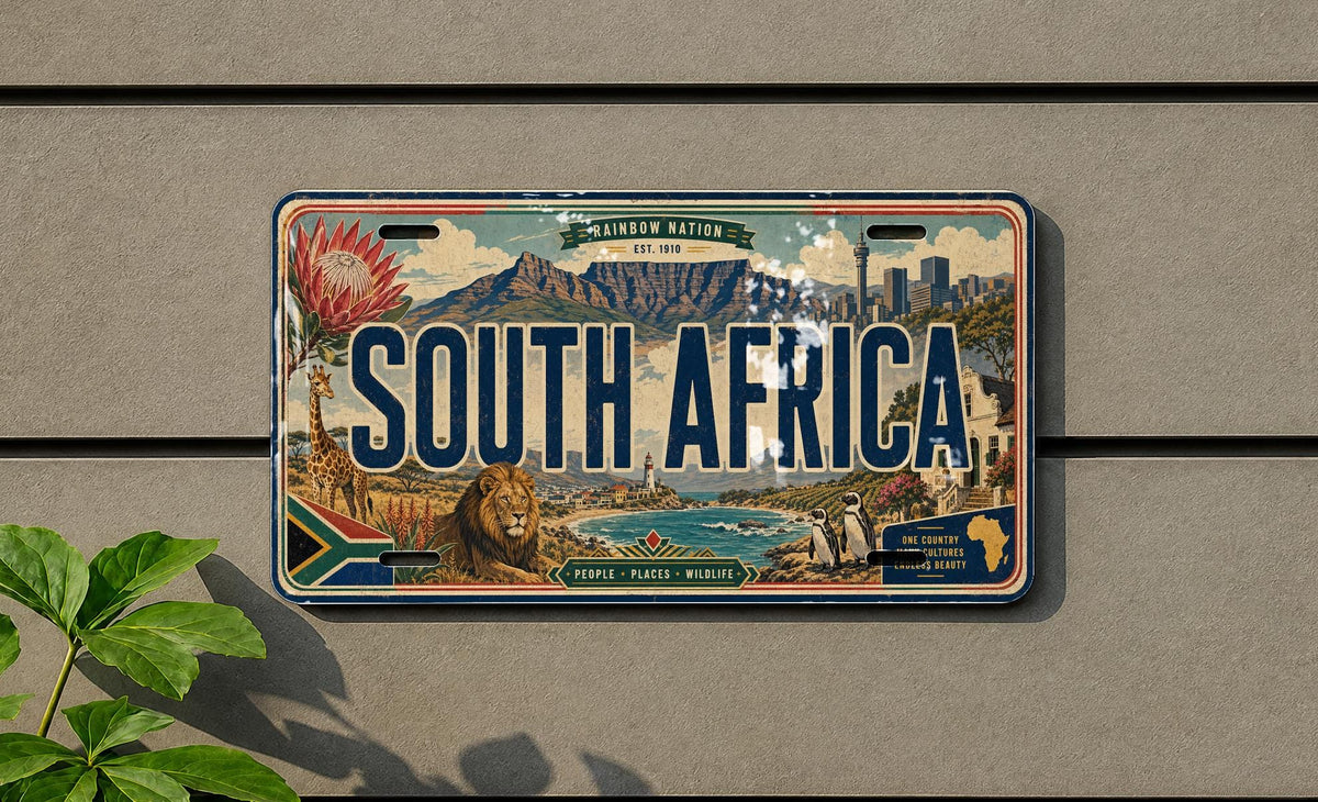 South Africa License Plate Metal Sign, Travel Poster Style Souvenir Decor, South African Car Tag Wall Art Gift — photo 4