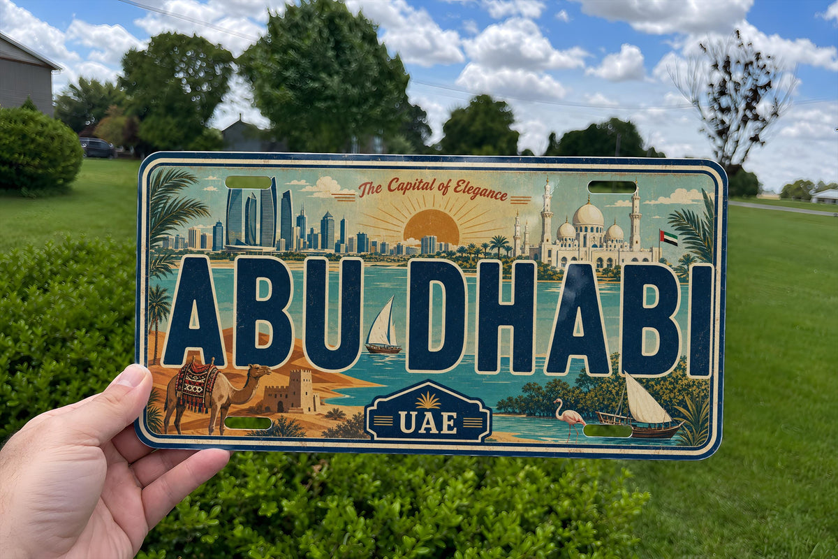 Abu Dhabi License Plate Metal Sign, UAE Travel Poster Style License Plate Wall Decor, Abu Dhabi Souvenir Gift — photo 1
