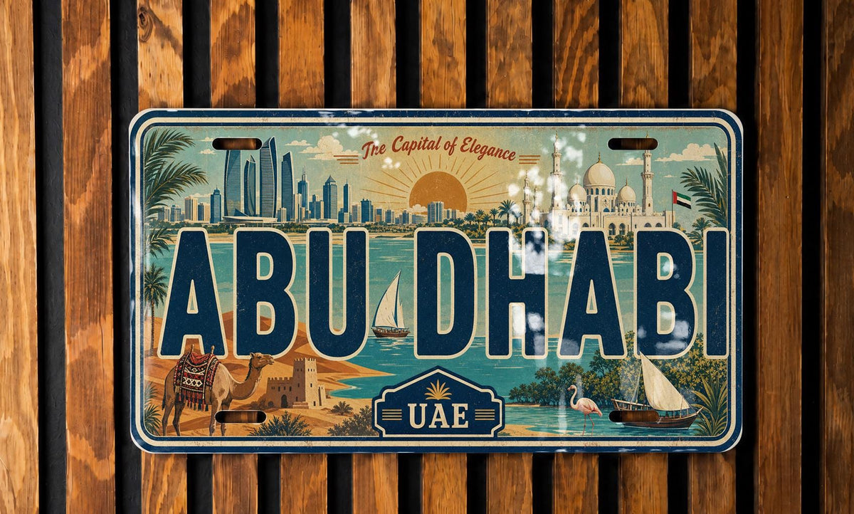 Abu Dhabi License Plate Metal Sign, UAE Travel Poster Style License Plate Wall Decor, Abu Dhabi Souvenir Gift — photo 2