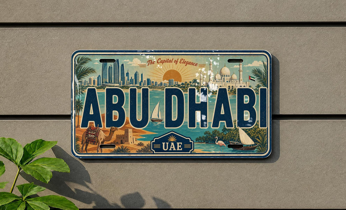Abu Dhabi License Plate Metal Sign, UAE Travel Poster Style License Plate Wall Decor, Abu Dhabi Souvenir Gift — photo 4