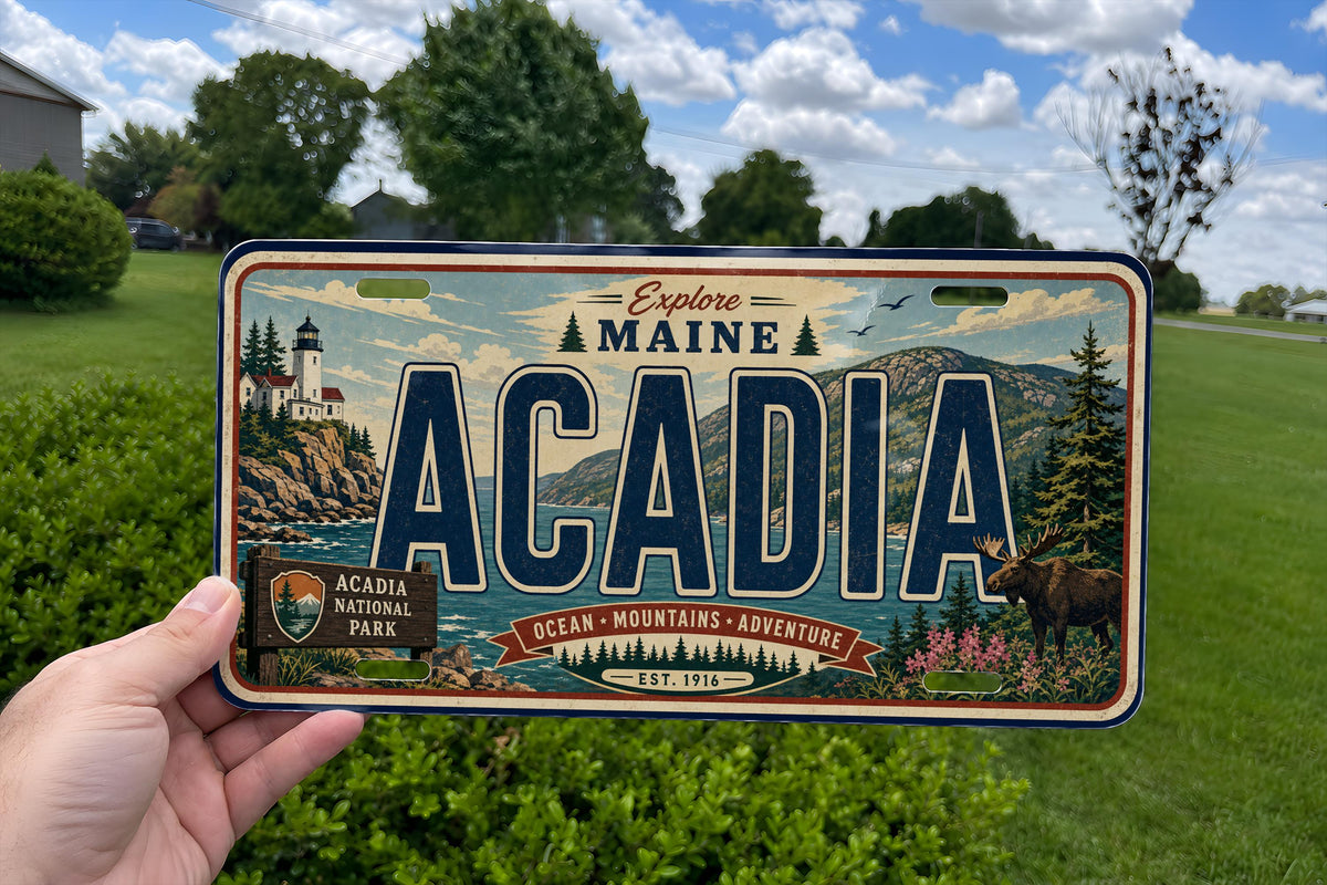 Acadia National Park Metal License Plate Sign, Maine Travel Poster Souvenir Decor, Scenic Park Road Trip Gift — photo 1