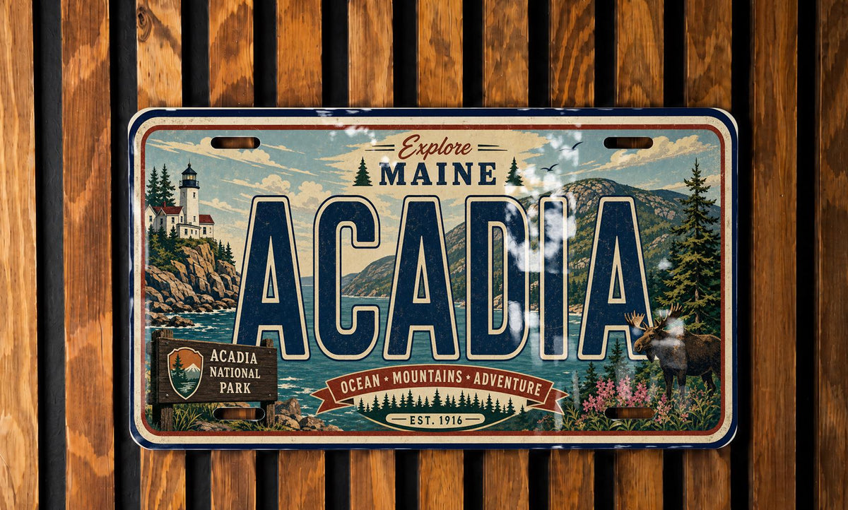 Acadia National Park Metal License Plate Sign, Maine Travel Poster Souvenir Decor, Scenic Park Road Trip Gift — photo 2