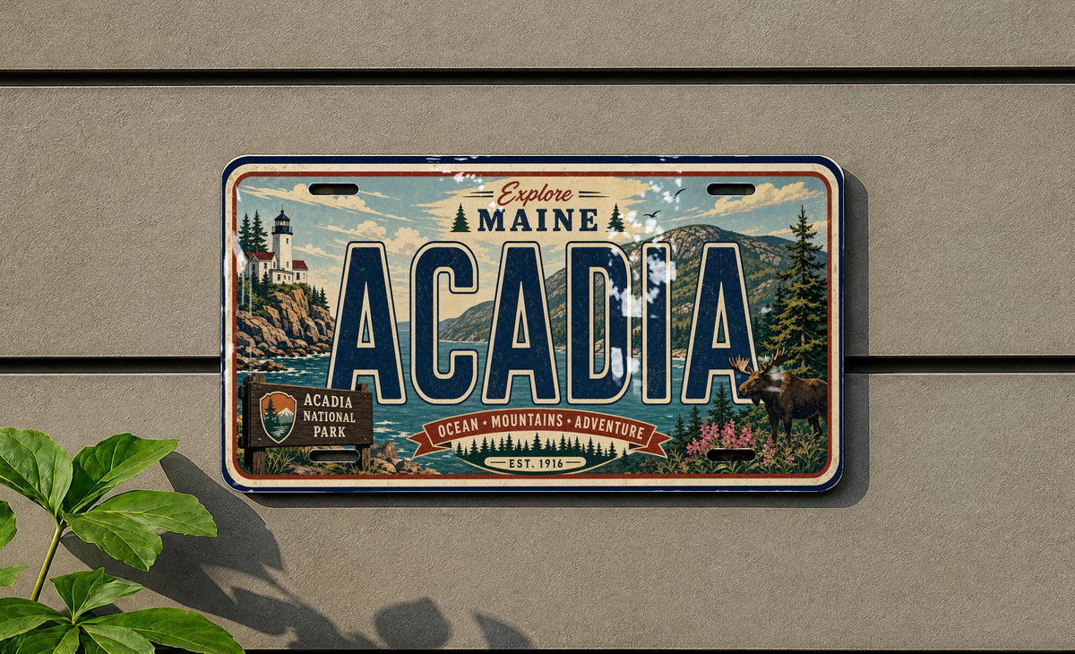 Acadia National Park Metal License Plate Sign, Maine Travel Poster Souvenir Decor, Scenic Park Road Trip Gift — photo 3