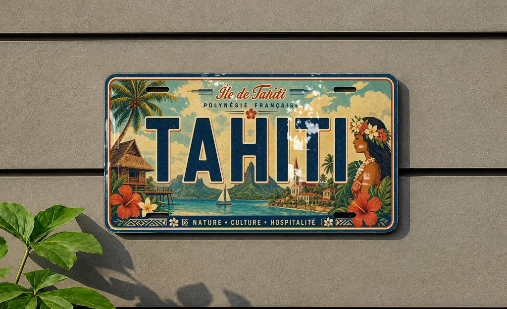 Tahiti Metal License Plate Sign, Tahiti Travel Poster License Plate, French Polynesia Souvenir Wall Decor, Island Vacation Gift — photo 1