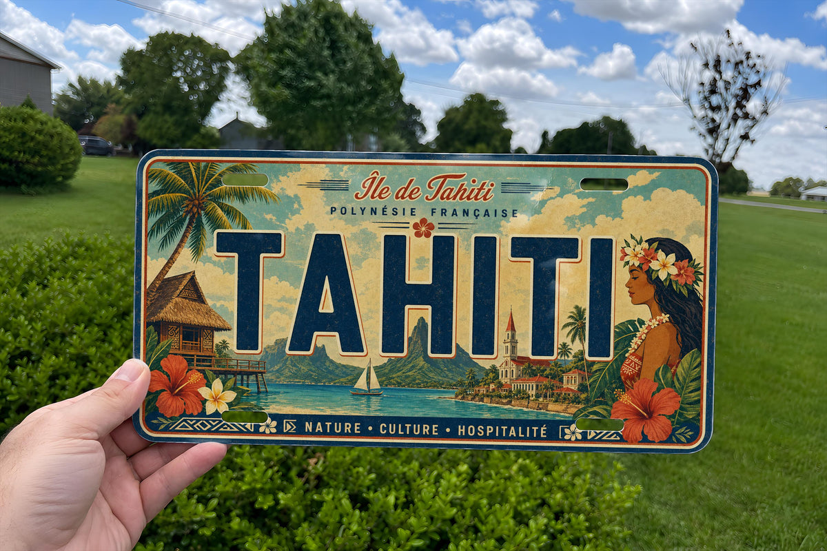 Tahiti Metal License Plate Sign, Tahiti Travel Poster License Plate, French Polynesia Souvenir Wall Decor, Island Vacation Gift — photo 3