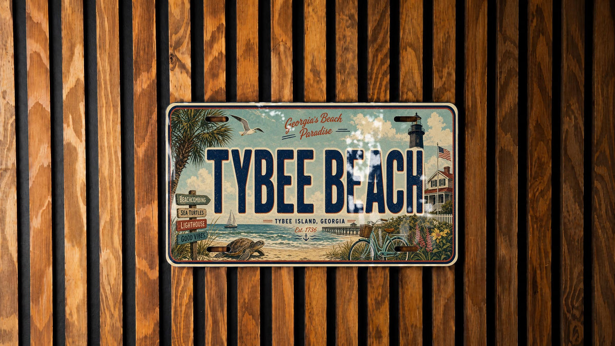 Tybee Beach Georgia Metal License Plate Sign Travel Poster Style Coastal Souvenir Decor Beach Town Road Trip Gift — photo 4