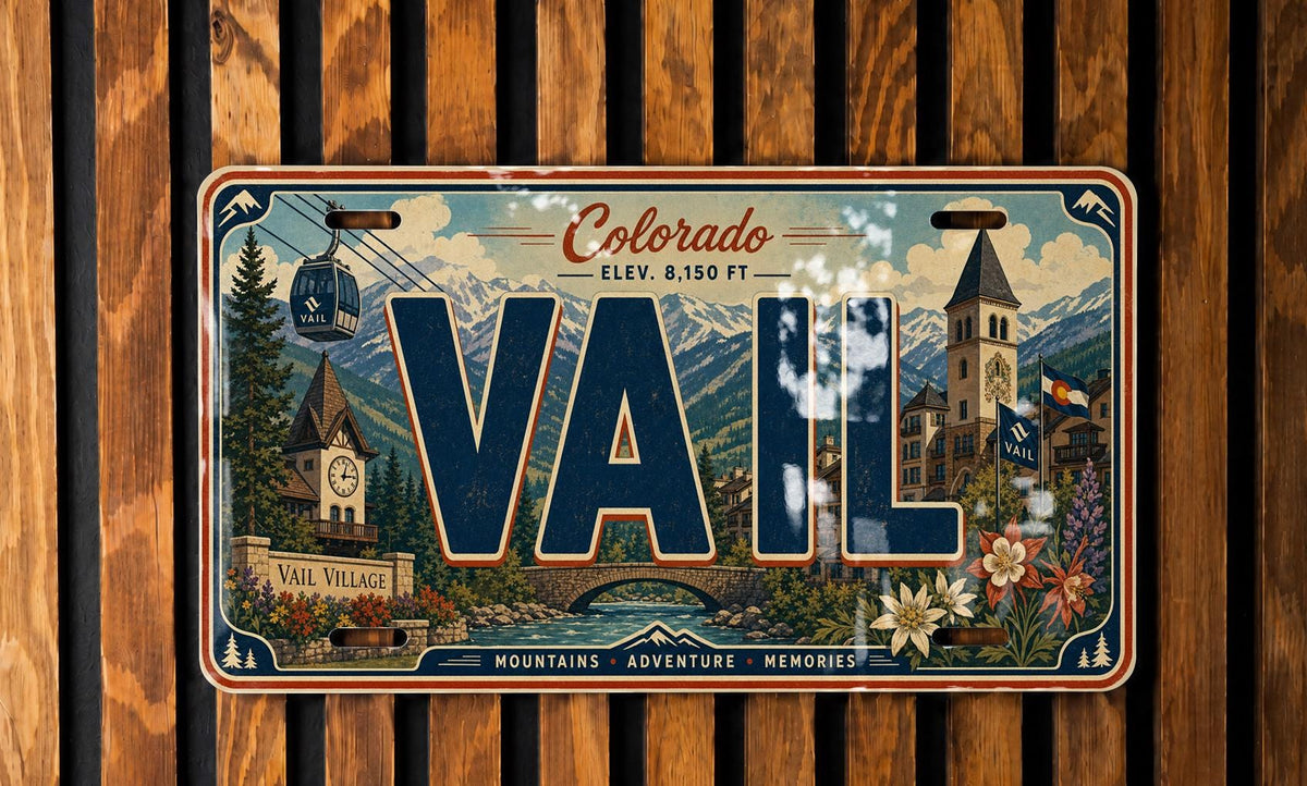 Vail Colorado Metal License Plate Sign, Vail Travel Poster Style Souvenir Decor, Mountain Ski Town Gift — photo 2