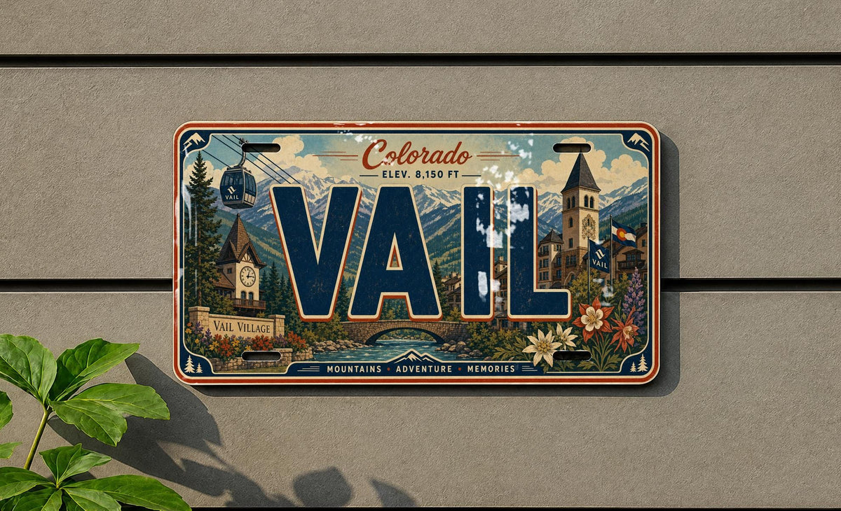 Vail Colorado Metal License Plate Sign, Vail Travel Poster Style Souvenir Decor, Mountain Ski Town Gift — photo 3
