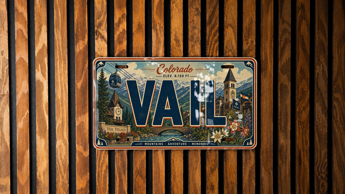 Vail Colorado Metal License Plate Sign, Vail Travel Poster Style Souvenir Decor, Mountain Ski Town Gift — photo 4