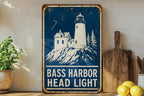 Bass Harbor Head Light Lighthouse Metal Sign Vintage Blueprint Style Maine Coastal Landmark Wall Decor — photo 2